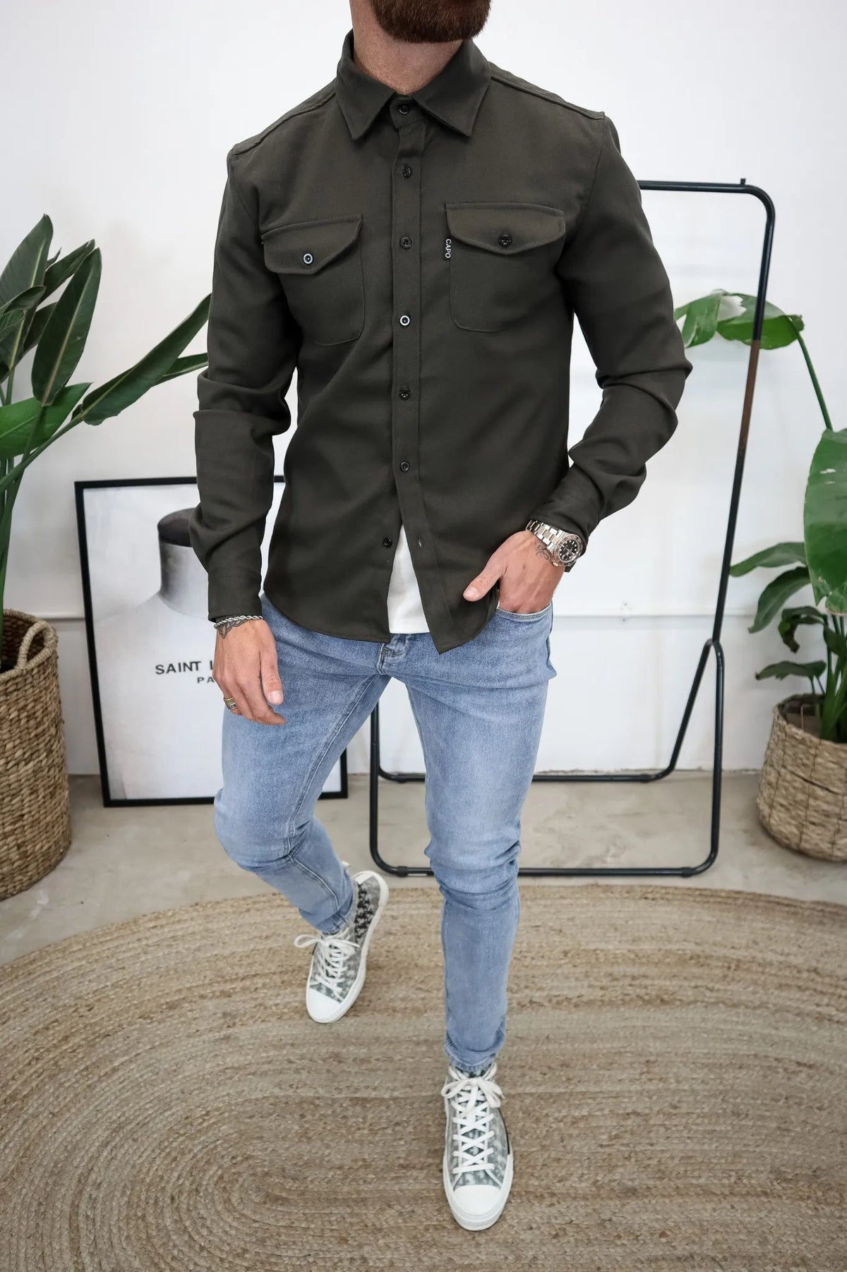 Heren Overshirt Jas Borstzakken Lente Herfst Casual Lichtgewicht