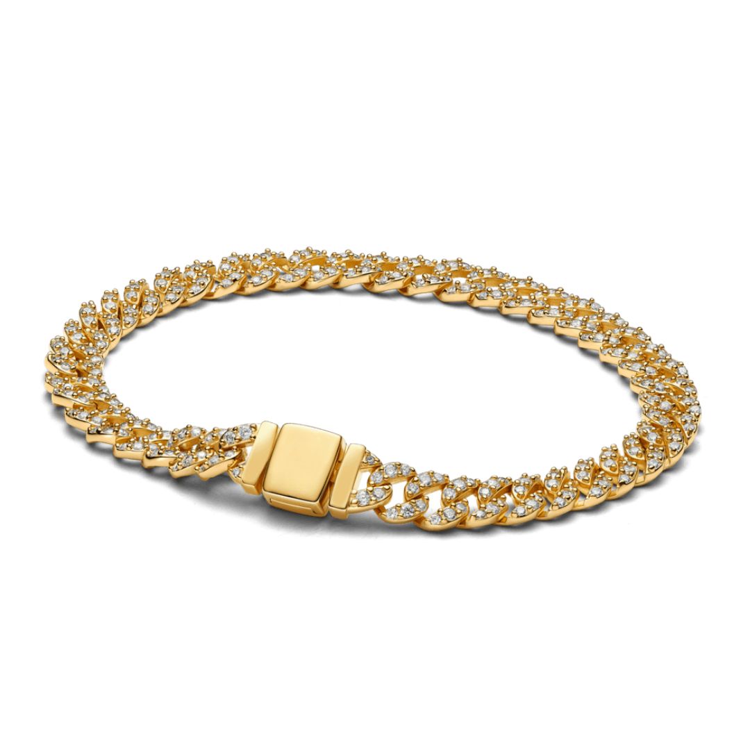 Elegante gouden armband met moissaniet details
