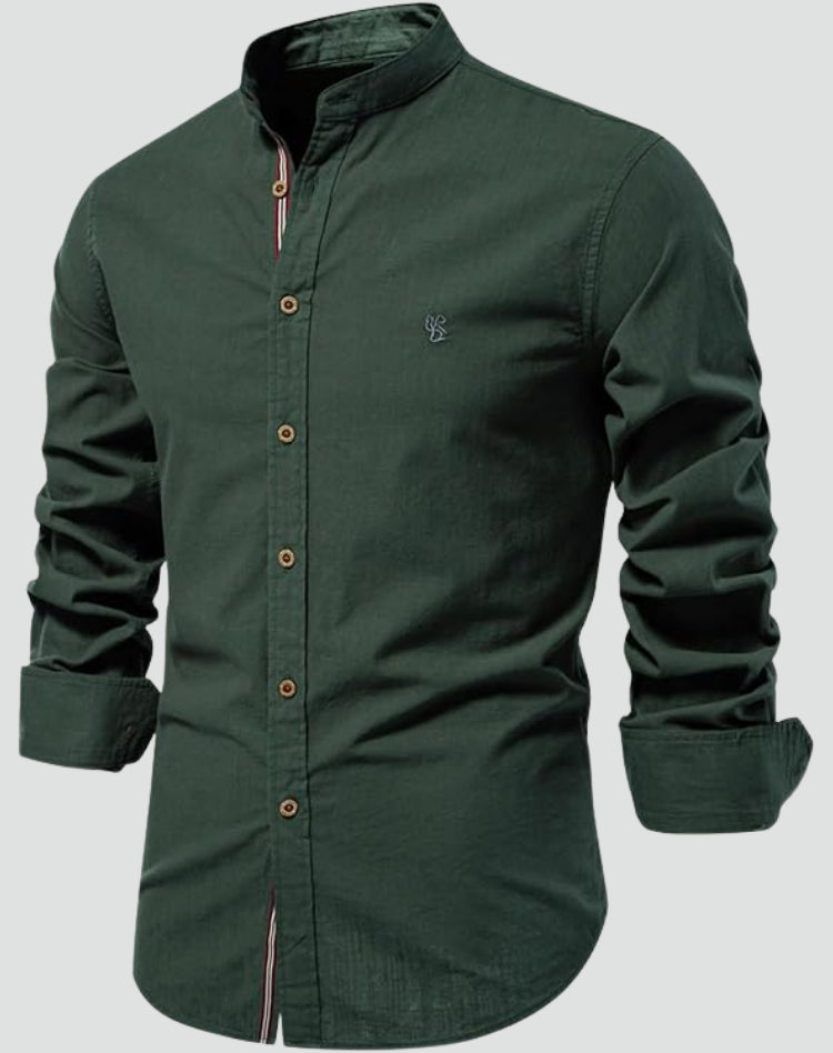 Heren Linnen Overhemd Korte Mouwen Slim Fit