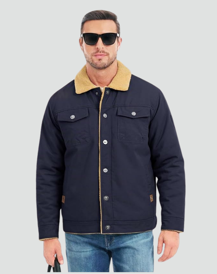 Sherpa Fleece Jas Heren Gevoerd Drukknopen Borstzakken