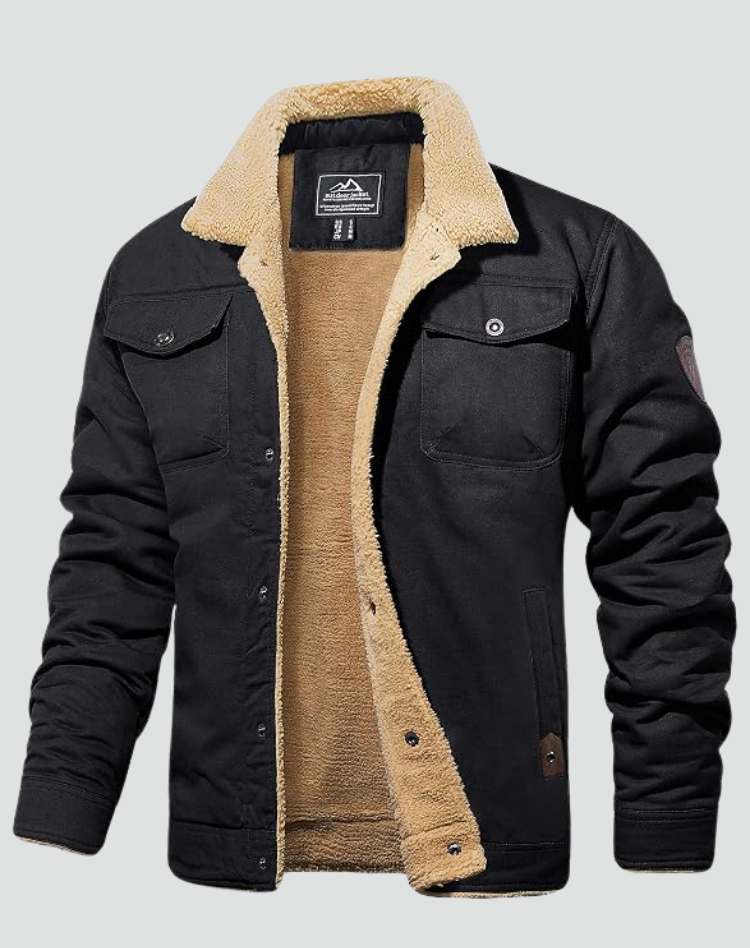Sherpa Fleece Jas Heren Gevoerd Drukknopen Borstzakken
