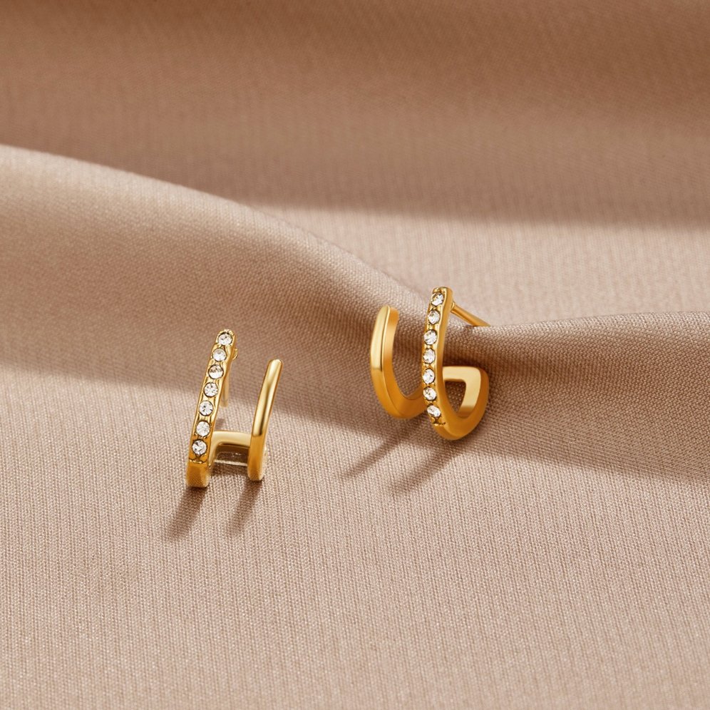 Gouden & Crystal Claw Oorbellen