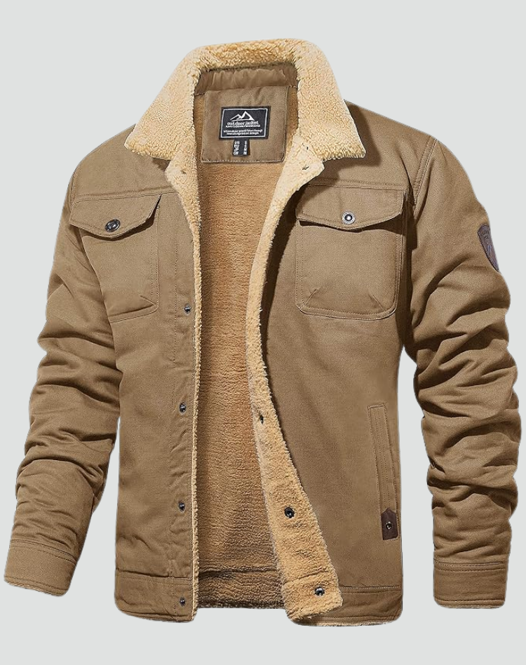 Sherpa Fleece Jas Heren Gevoerd Drukknopen Borstzakken