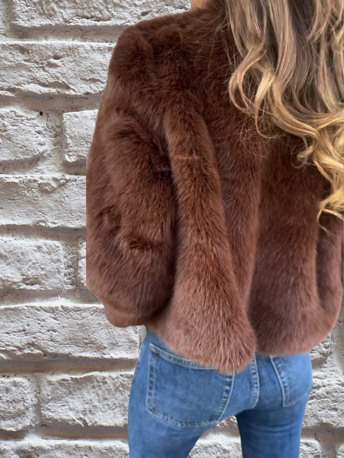 Faux Fur Winterjas Dames Kort Gevoerd Warm