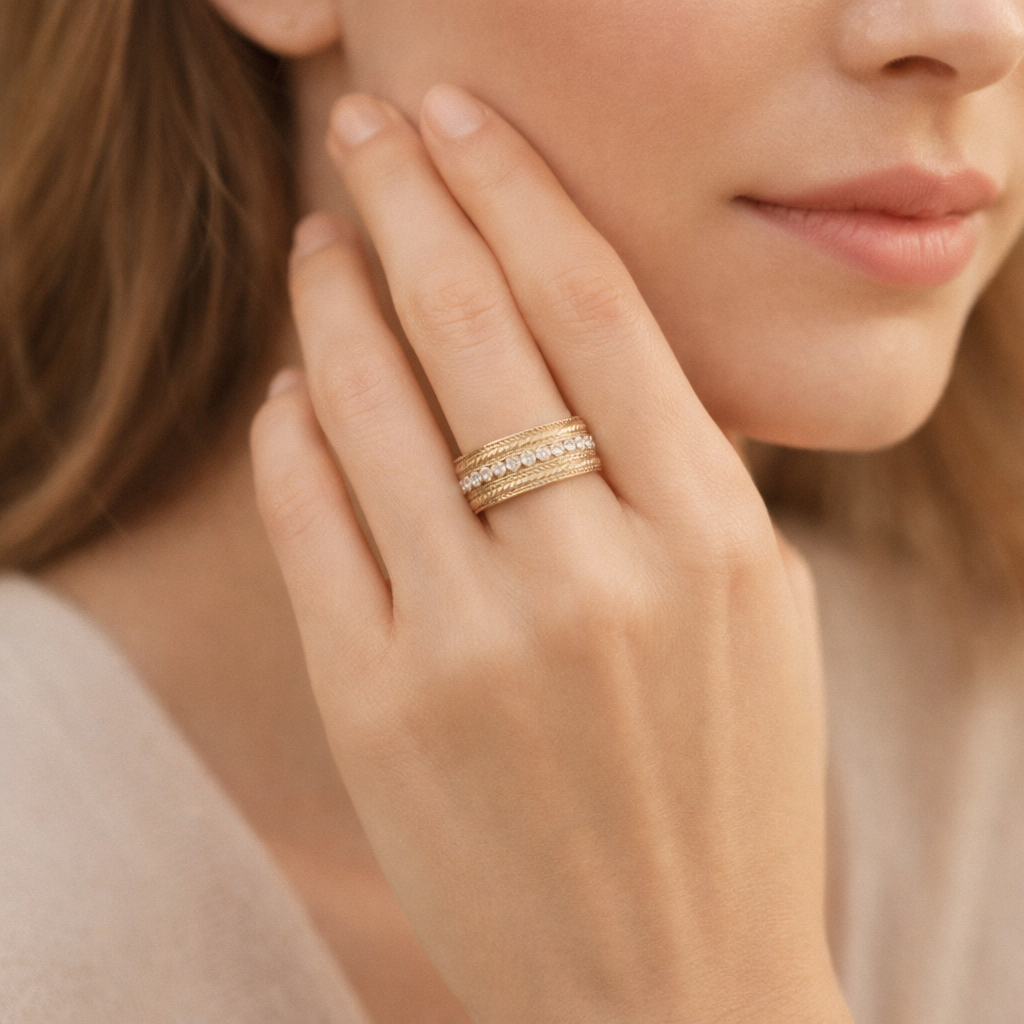 Vintage gouden ring met zirkonia