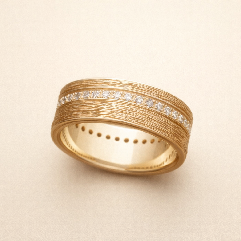 Vintage gouden ring met zirkonia