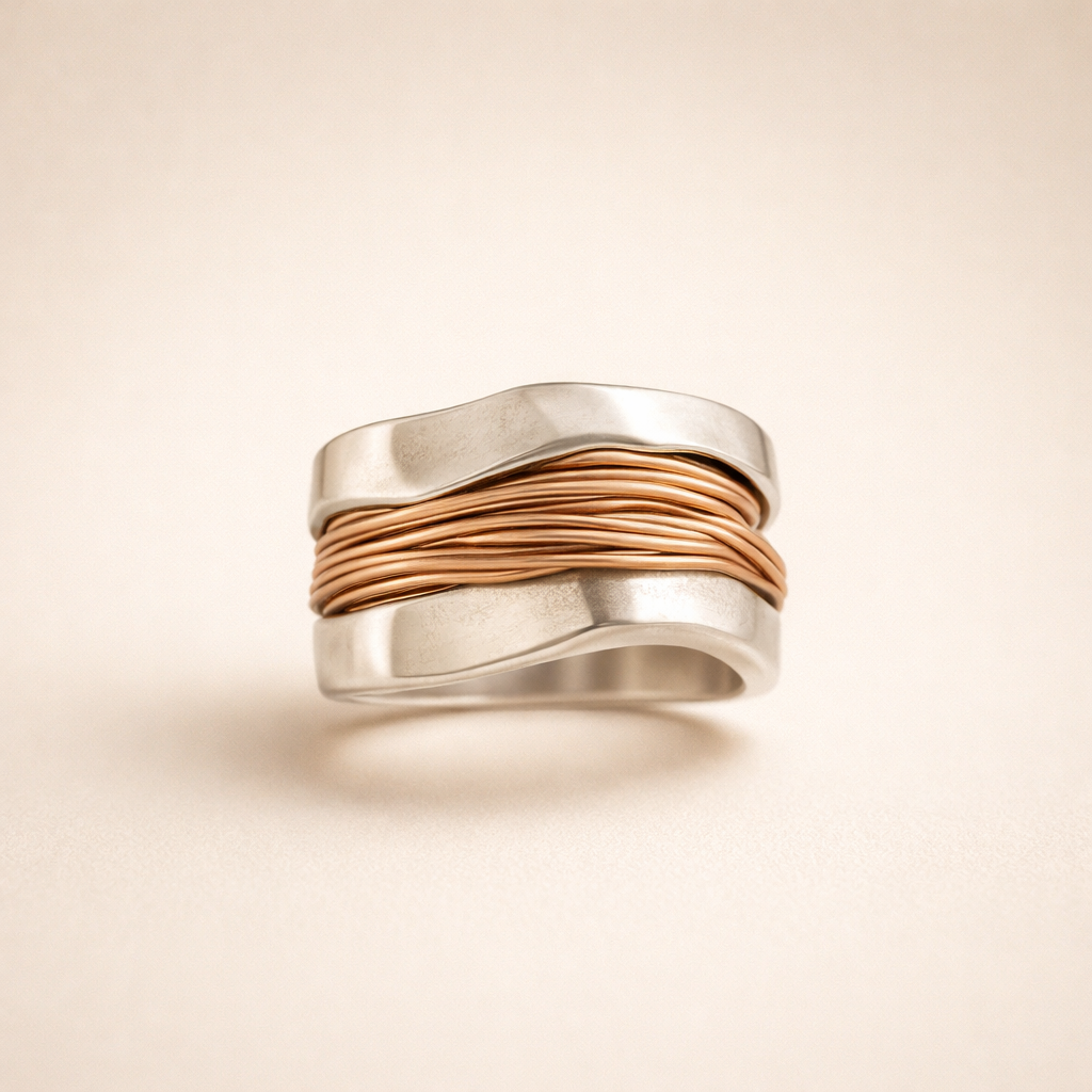 Solvira – Goudgeaderde Zilveren Ring