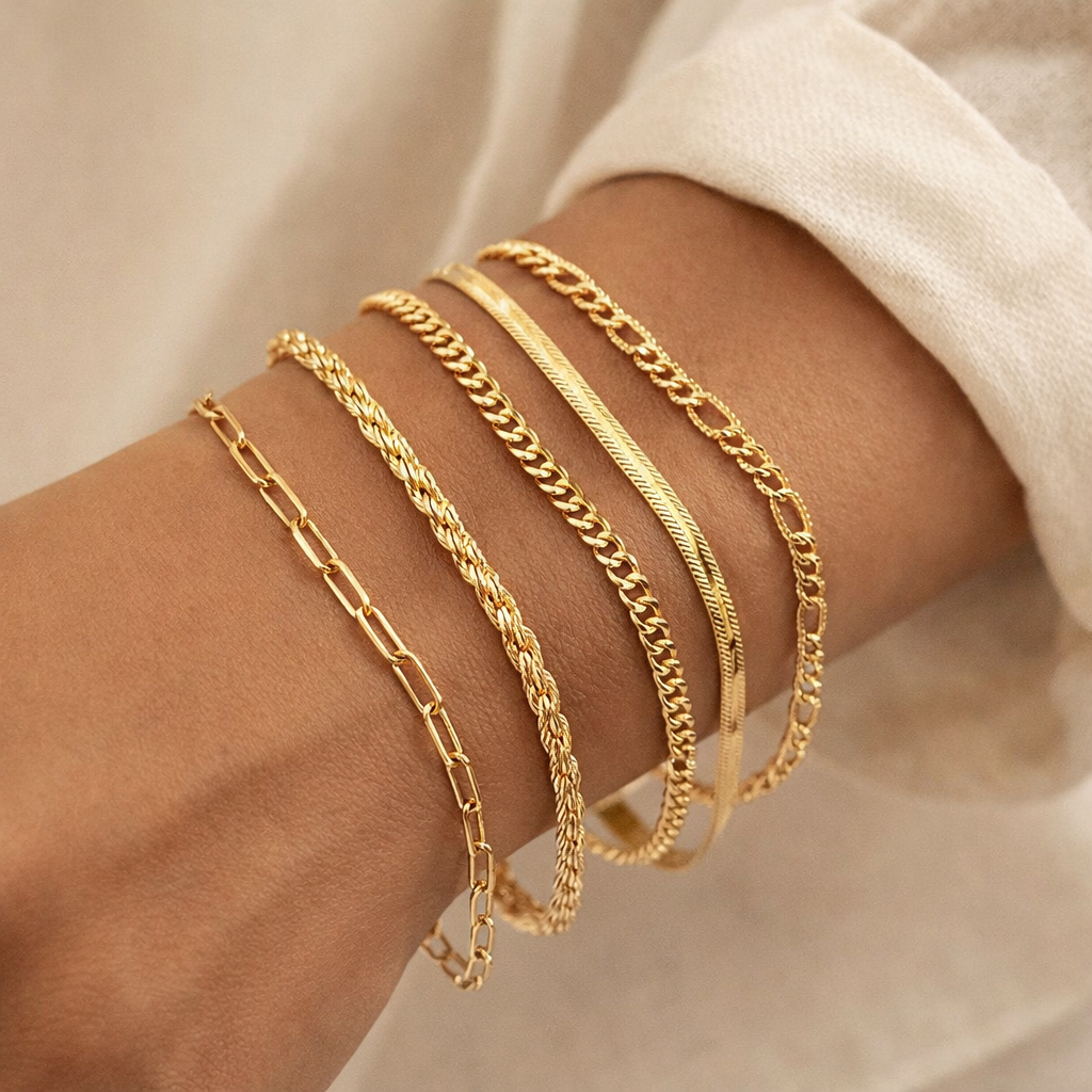 Elise Gouden Armbandenset – Tijdloos & Elegant