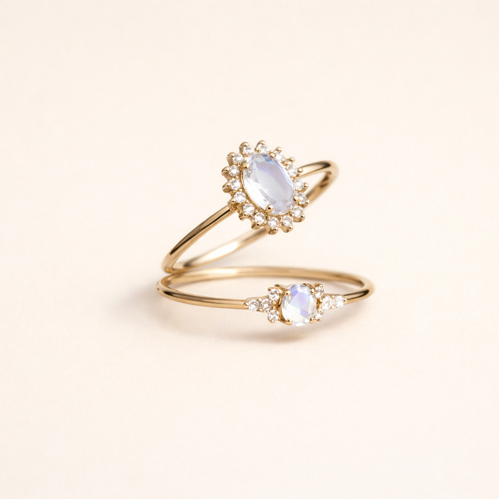 Gouden opaal ring met diamant