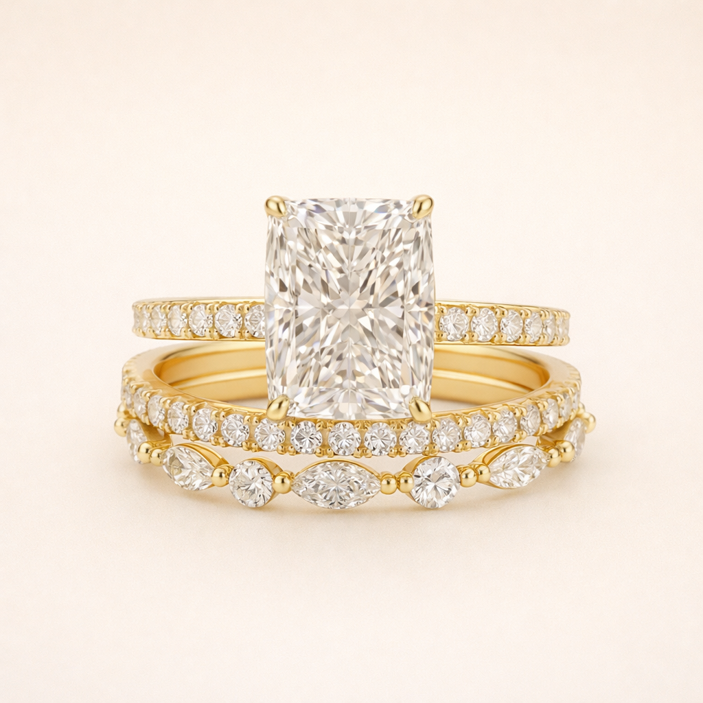Drie-delige gouden ringenset