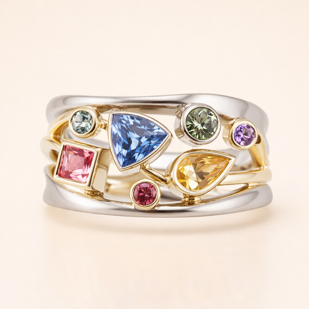 Vintage kleurrijke zirkonia ring