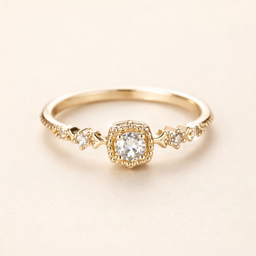 Vintage kristallen kaars gouden ring