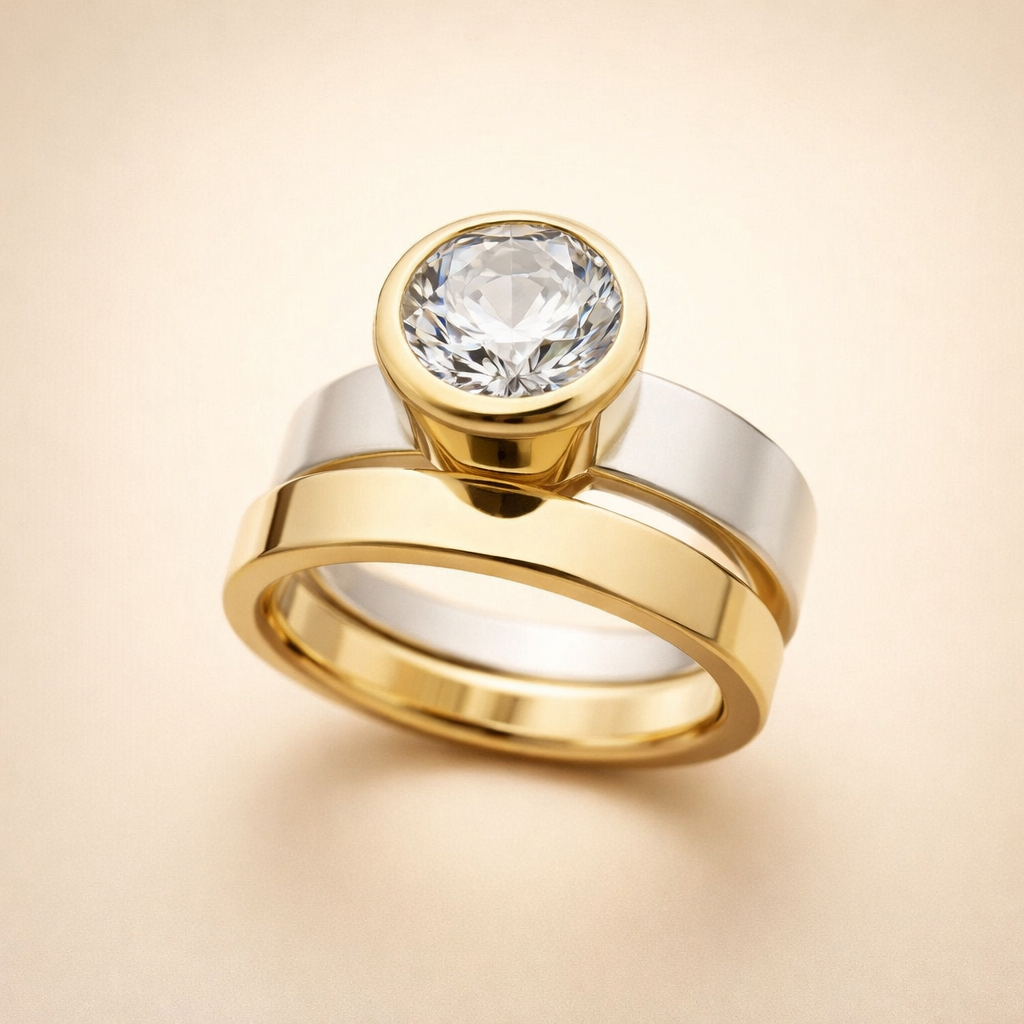Ingebouwd glas gouden ring