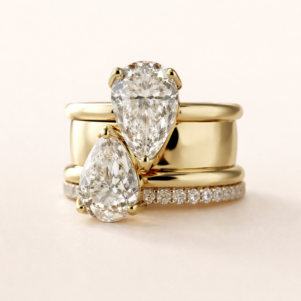 Vintage dubbele zirkonia ring