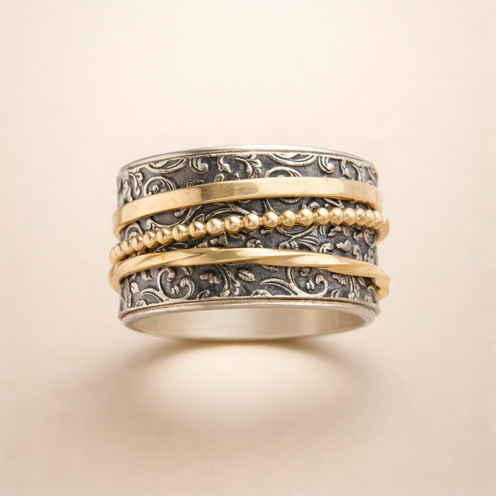 Vintage gouden en zilveren ring