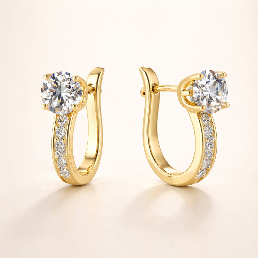 Gouden moissanite oorbellen