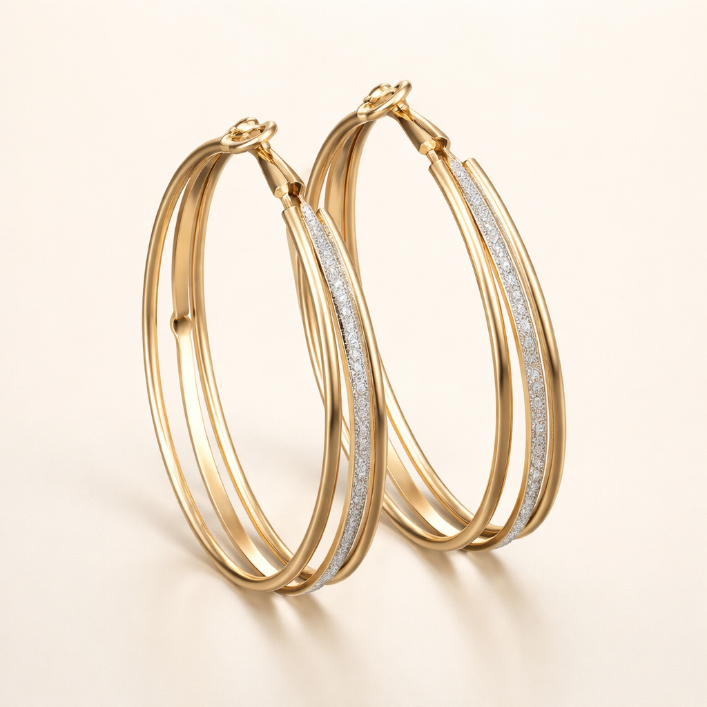 Glanzende vintage gouden oorbellen