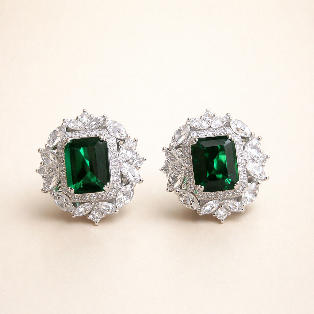 Elegante oorbellen van wit goud met subtiele zirkonia