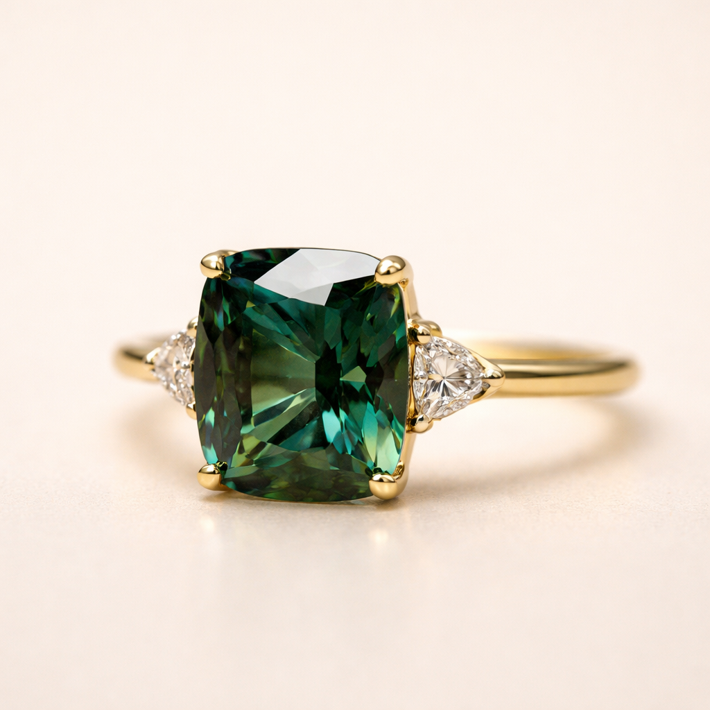 Elegante groene edelstenen ring in goud