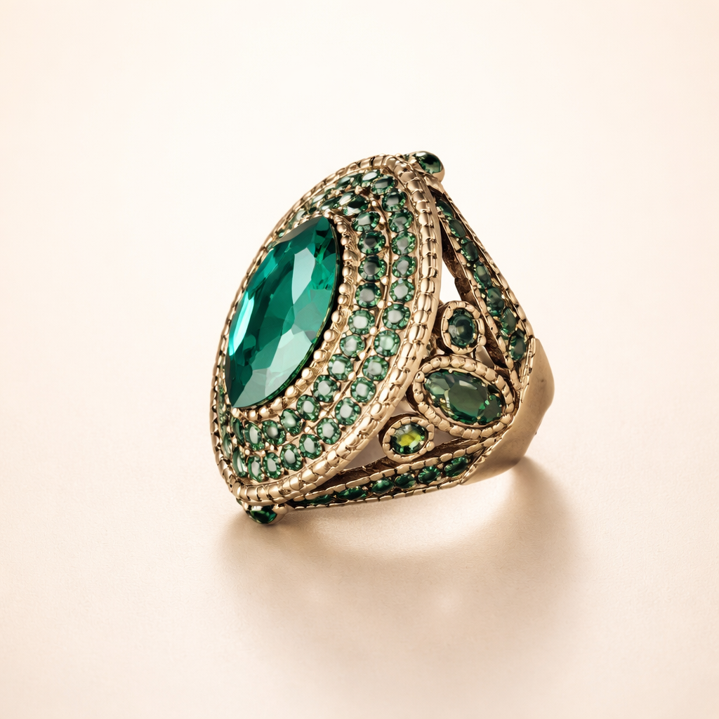 Elegante gouden ring met smaragd