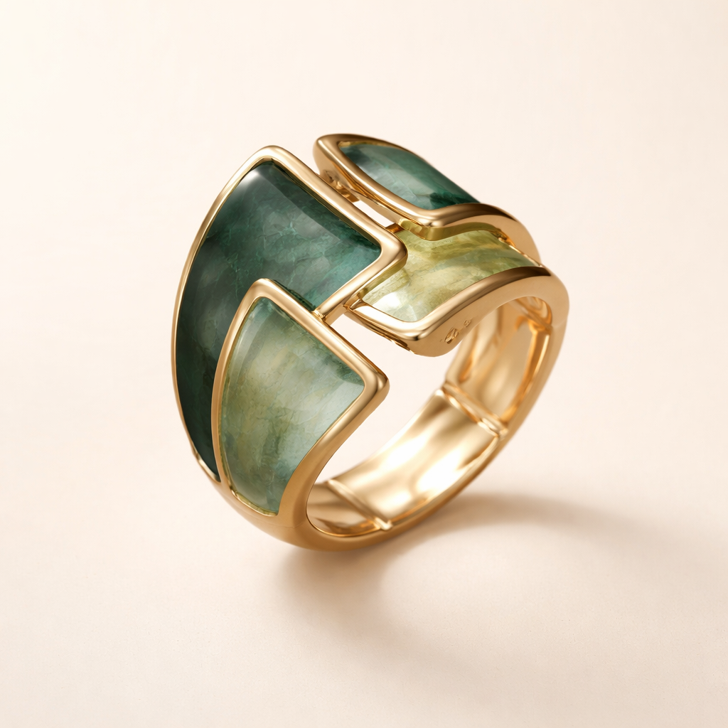 Elegante gouden ring met bladeren