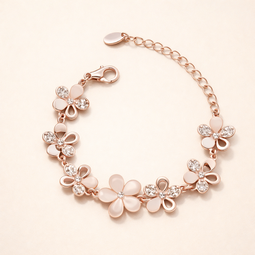 Elegante rozenbloem armband van roségoud