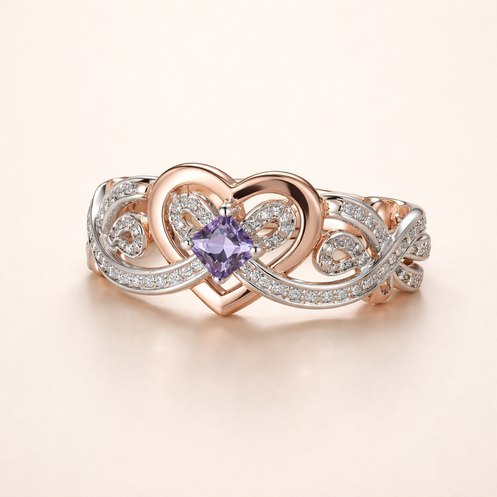 Elegante gouden en zilveren ring met hartje