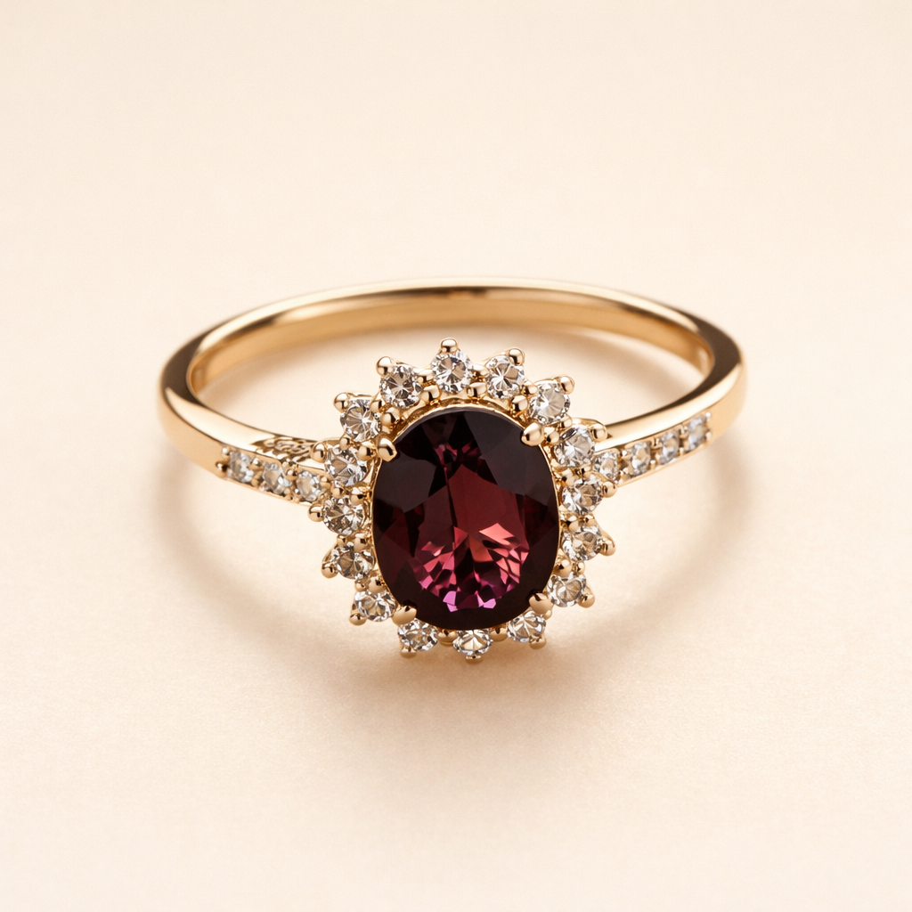 Elegante gouden ring met rode zirkonia