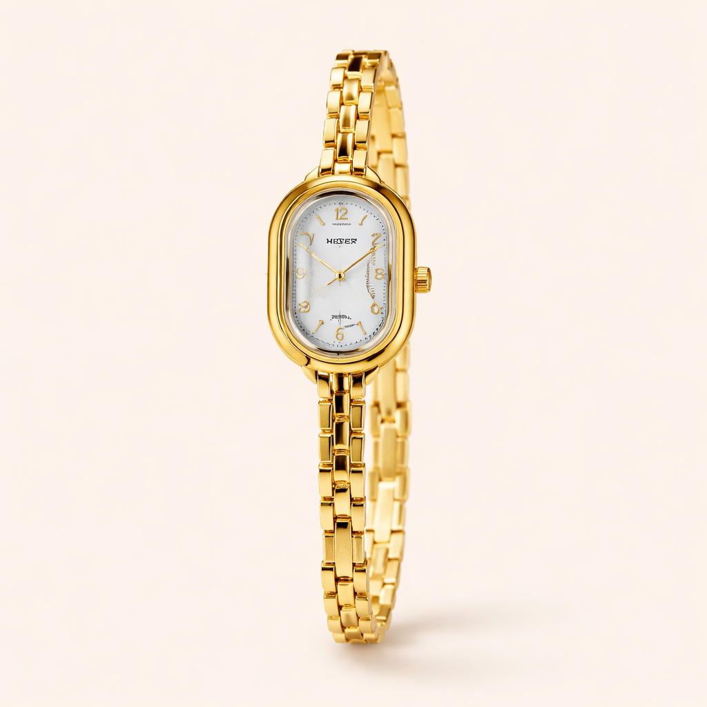 Elegante gouden horloge met subtiele hartvormige hanger