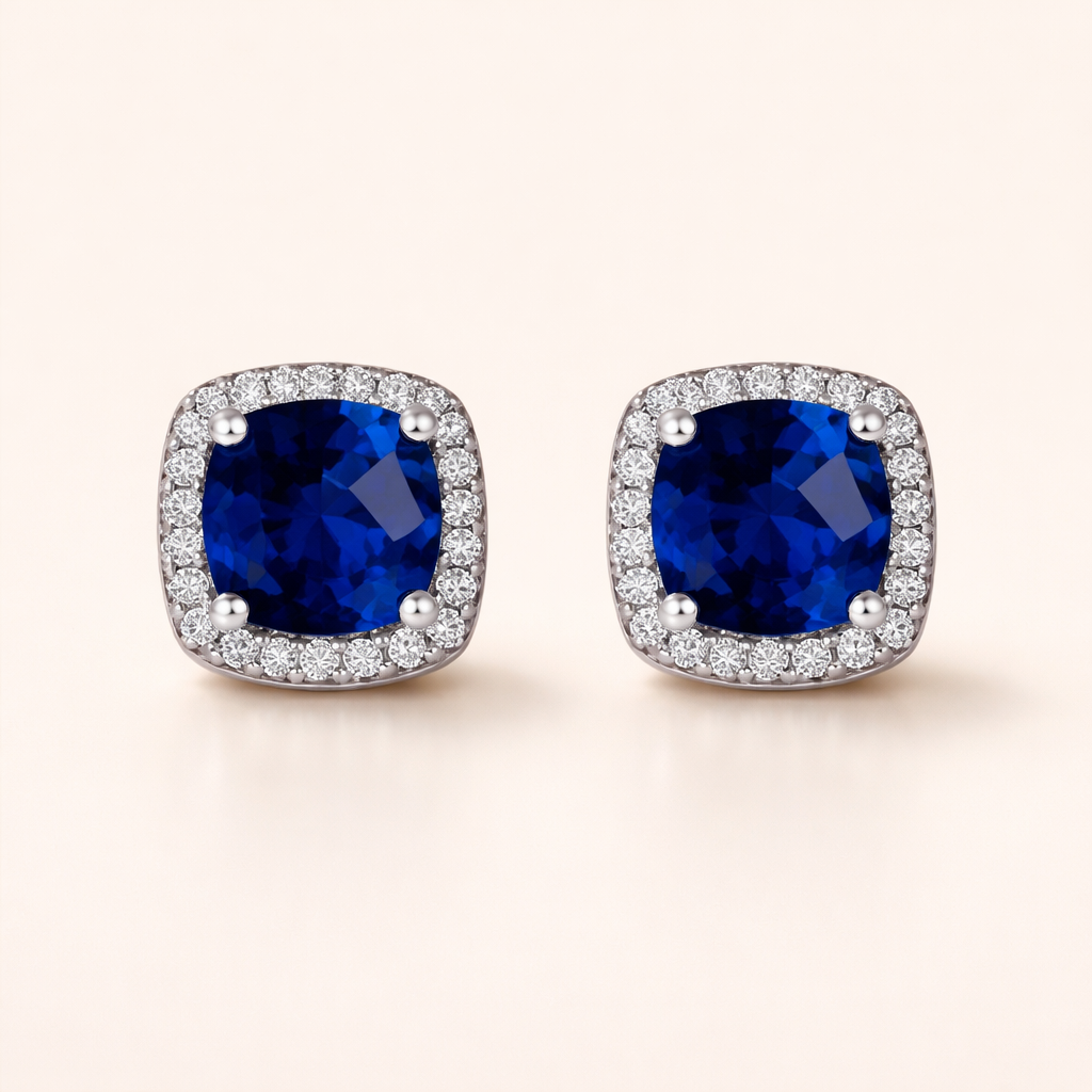 Elegante vierkante oorbellen van wit goud met zirkonia