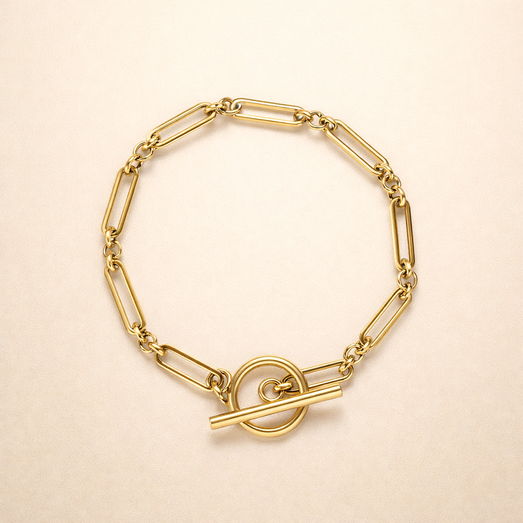 Elegante T-Bar armband in wit goud