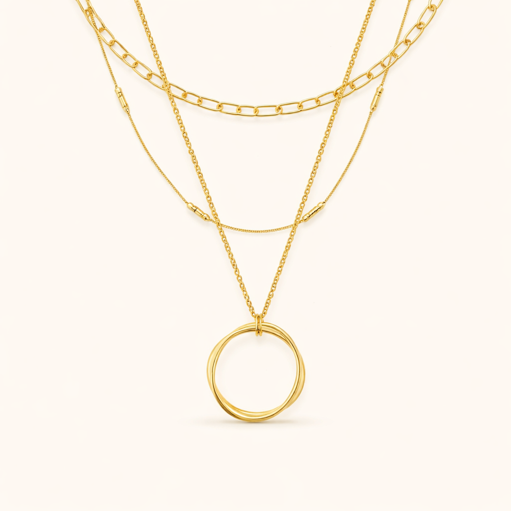 Elegante gouden cirkelketting met verfijnde afwerking