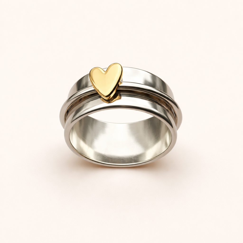 Elegante zilveren ring met hartje