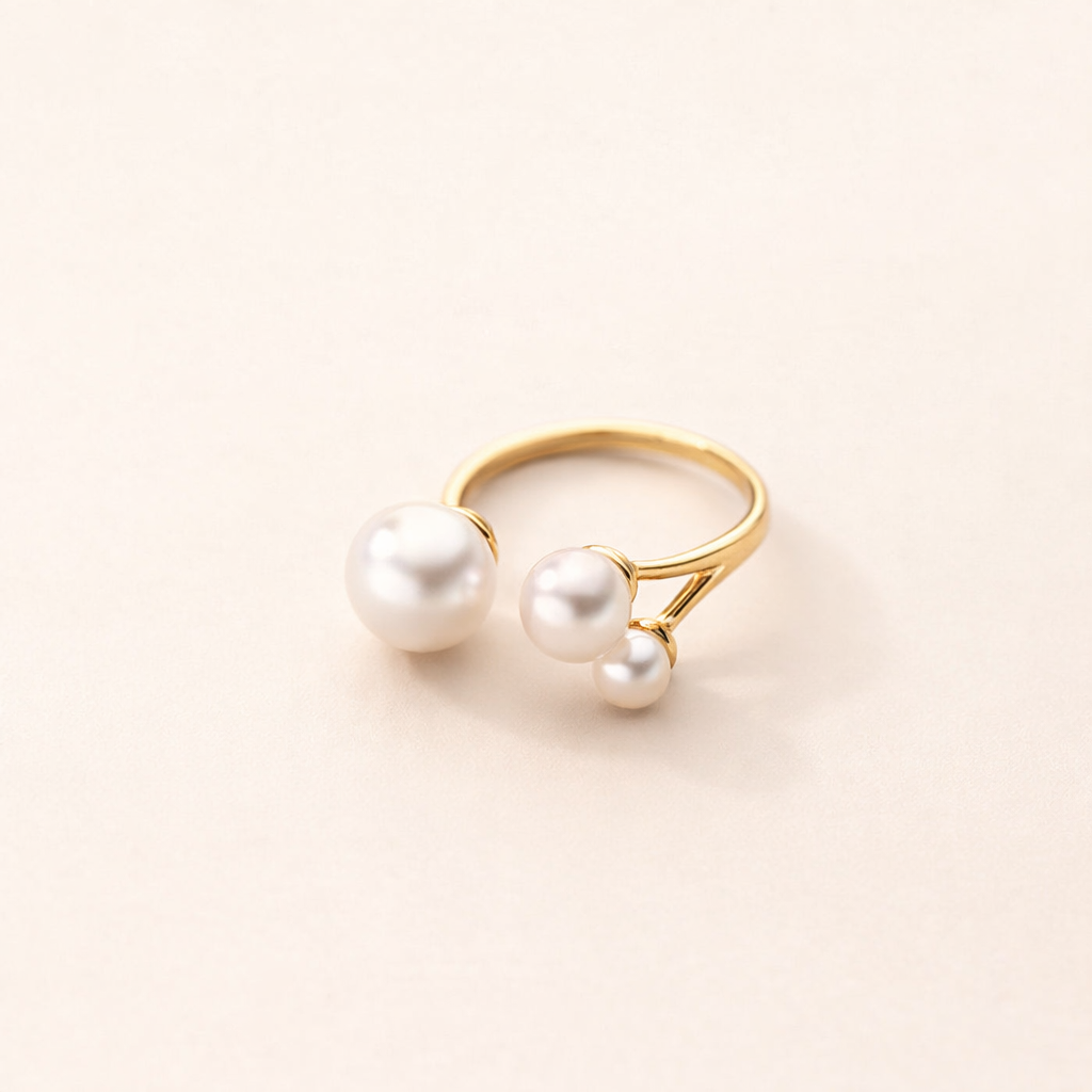 Elegante zoetwaterparel ring met verfijnde driehoekige vorm