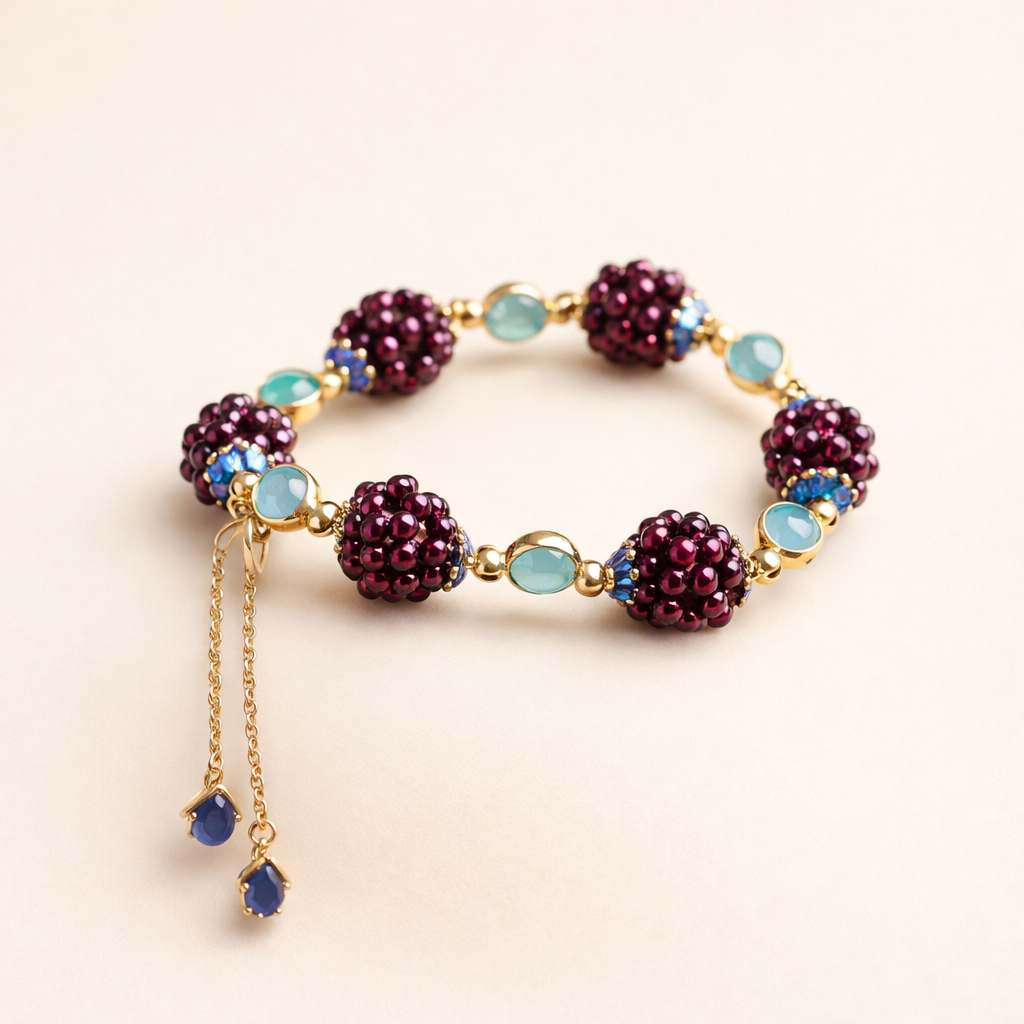 Minimalistische armband van natuurlijke steen met bessen