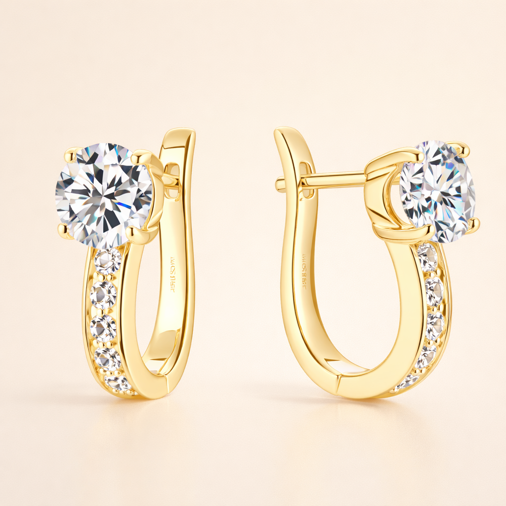Elegante moissaniet oorbellen in goud