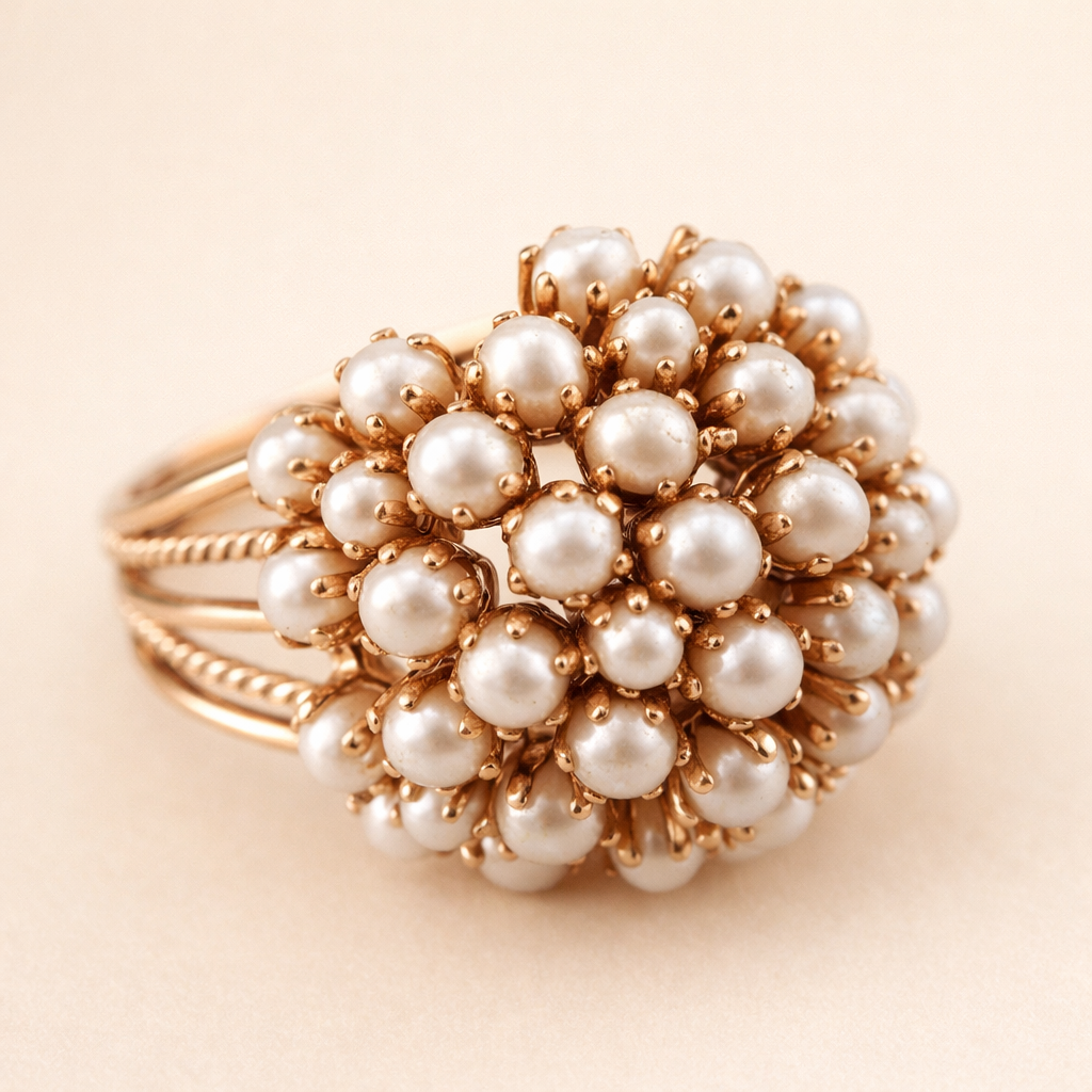 Elegante ring met ingelegde parels