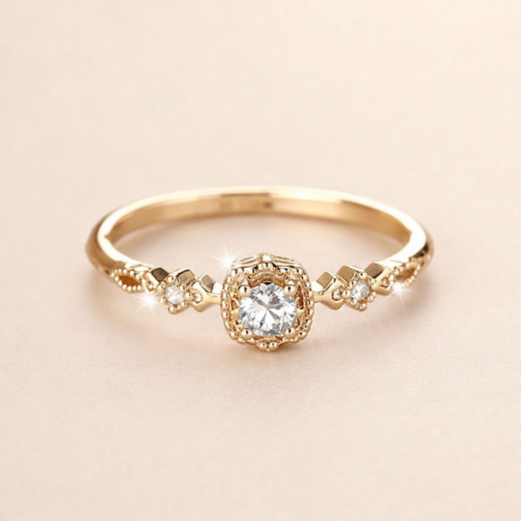 Elegante gouden ring met vintage kristallen details
