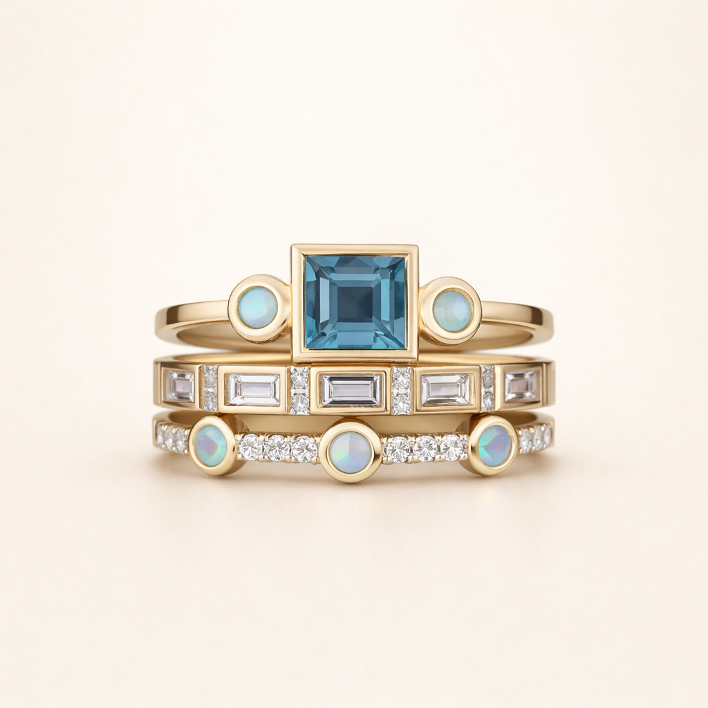 Zachte blauwe zirkonia ring met verfijnde afwerking