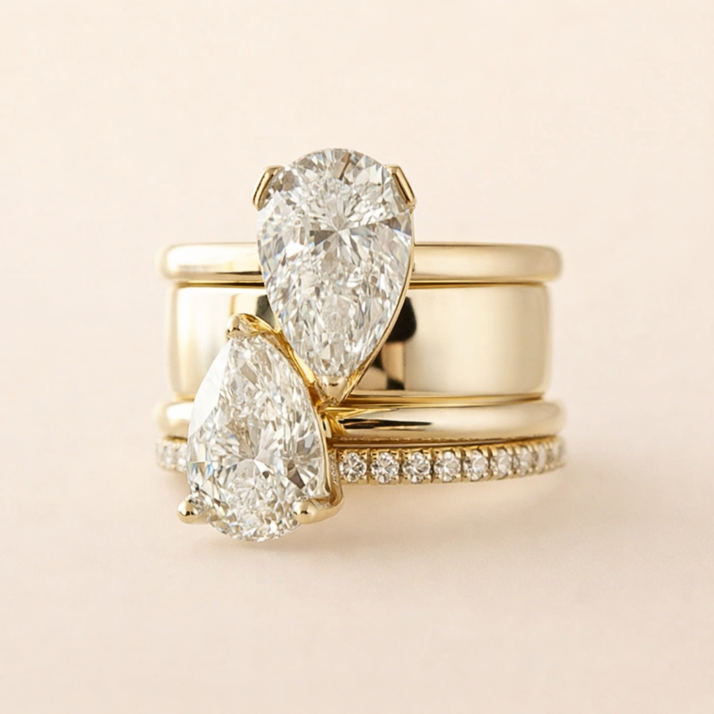 Elegante zirkonia dubbele ring