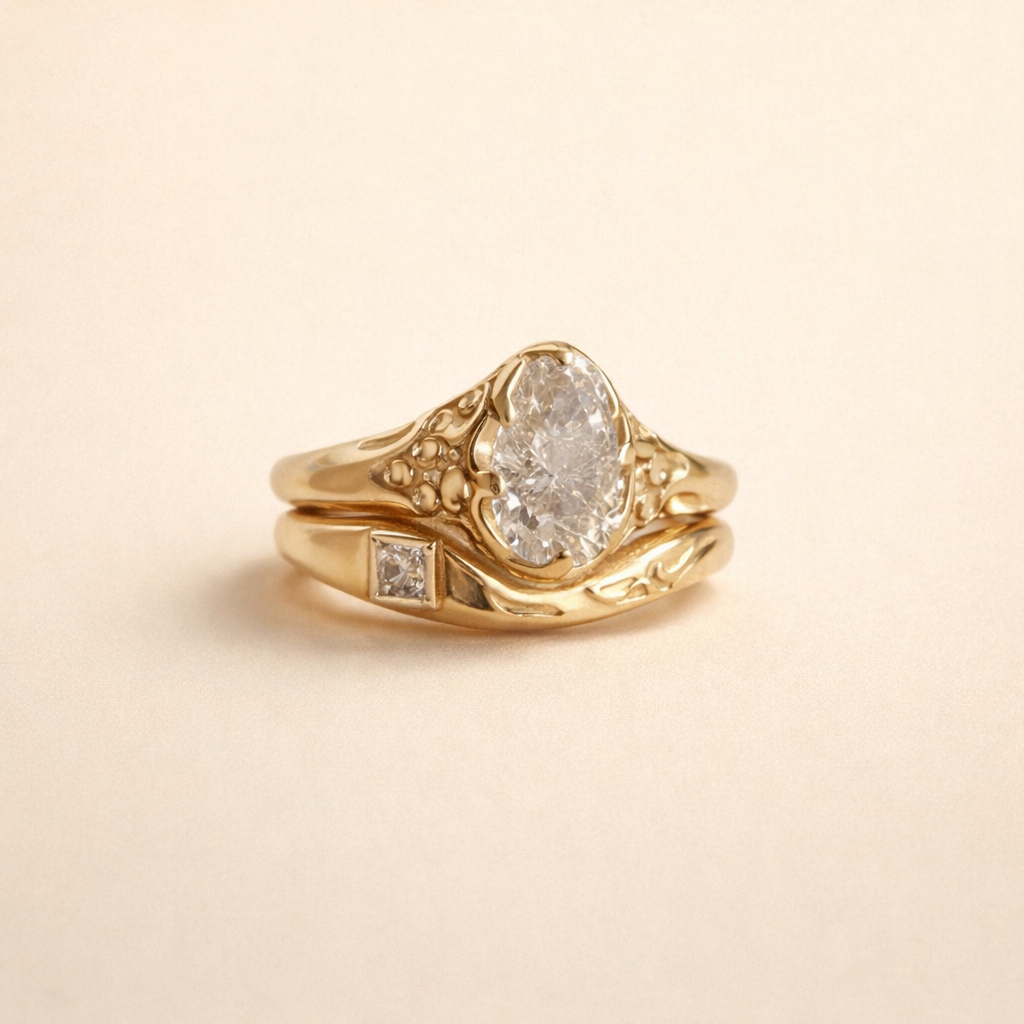 Verfijnde roségouden ring met subtiele zirkonia details