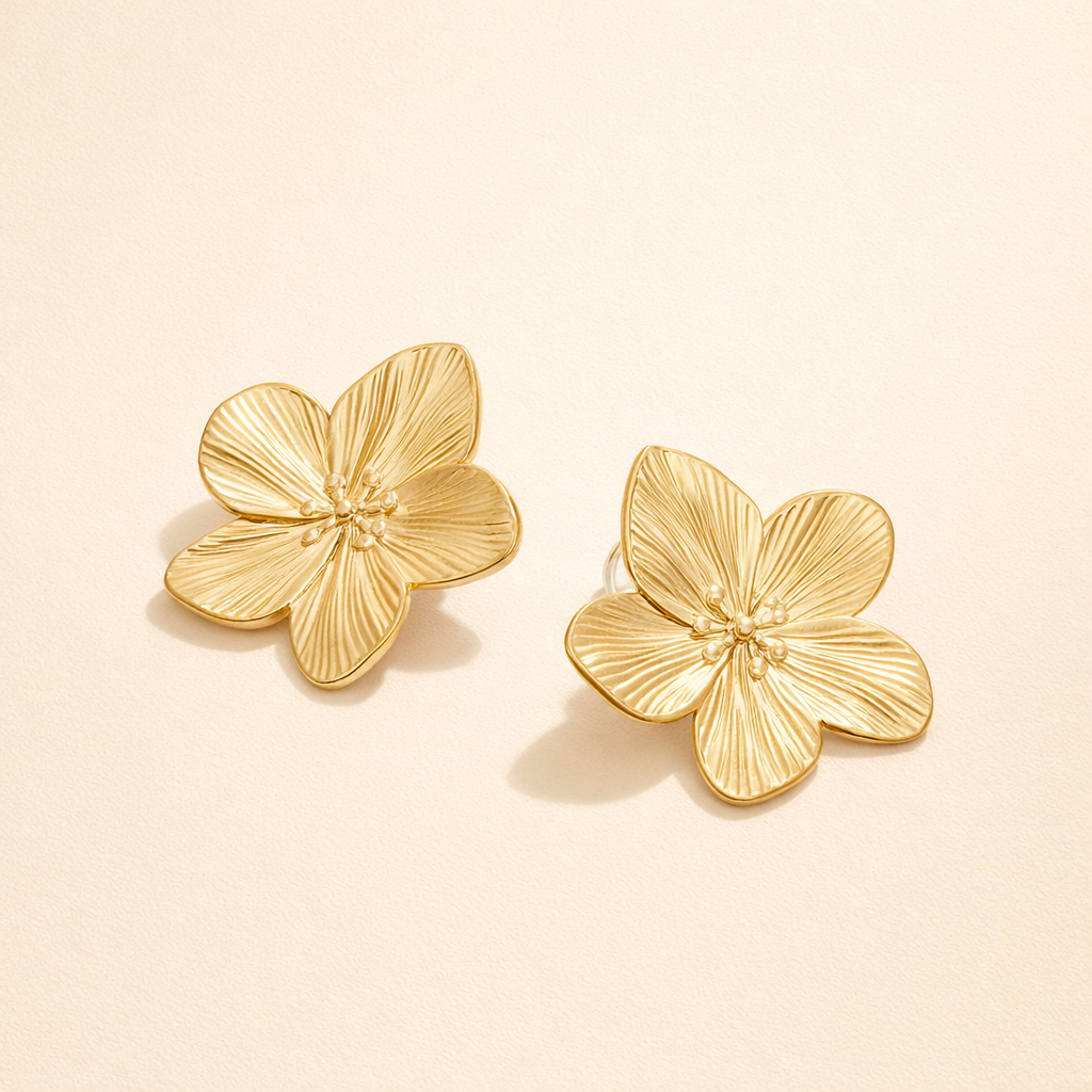 Elegante oorbellen met gouden bloemen