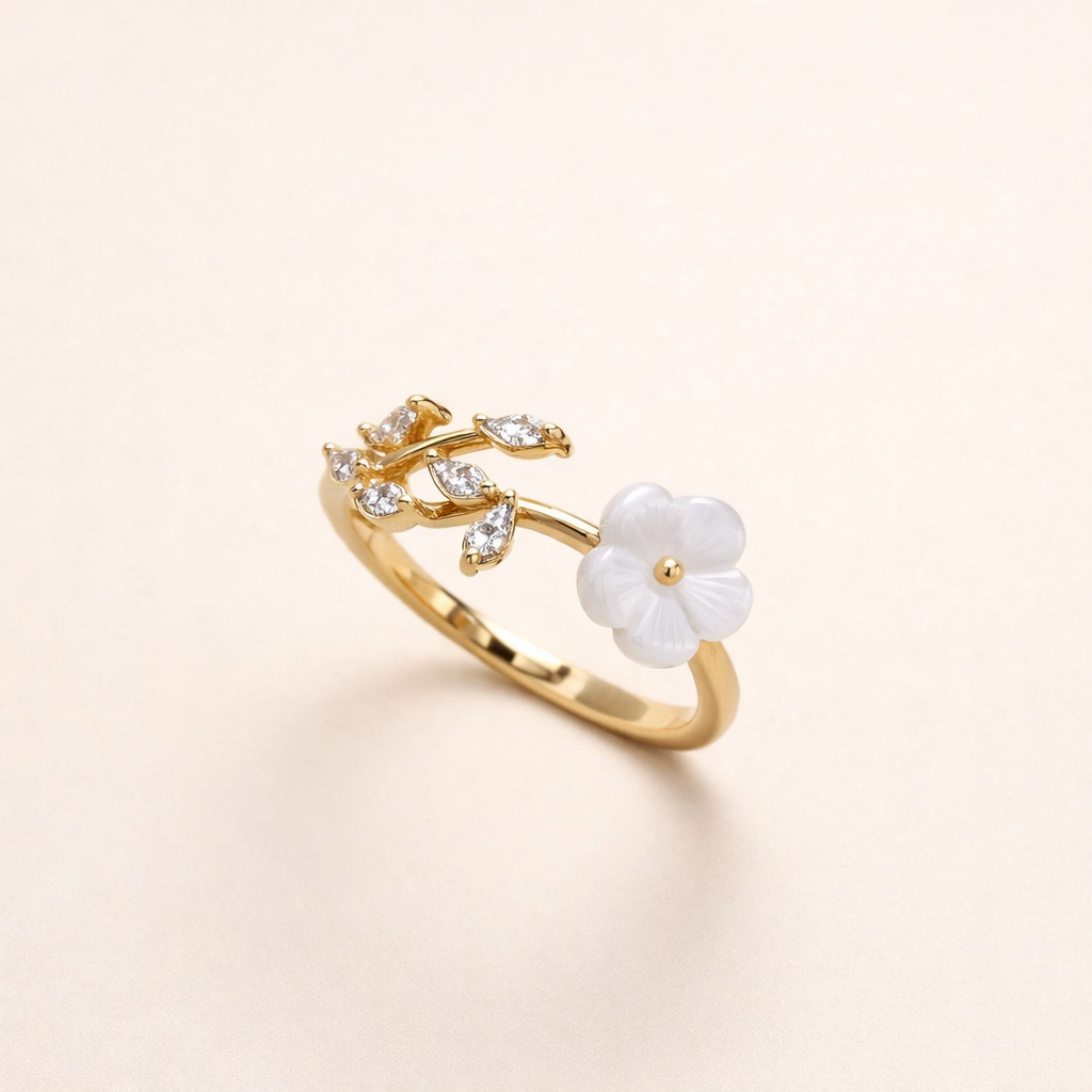 Zachte witte zirkonia bloemenring