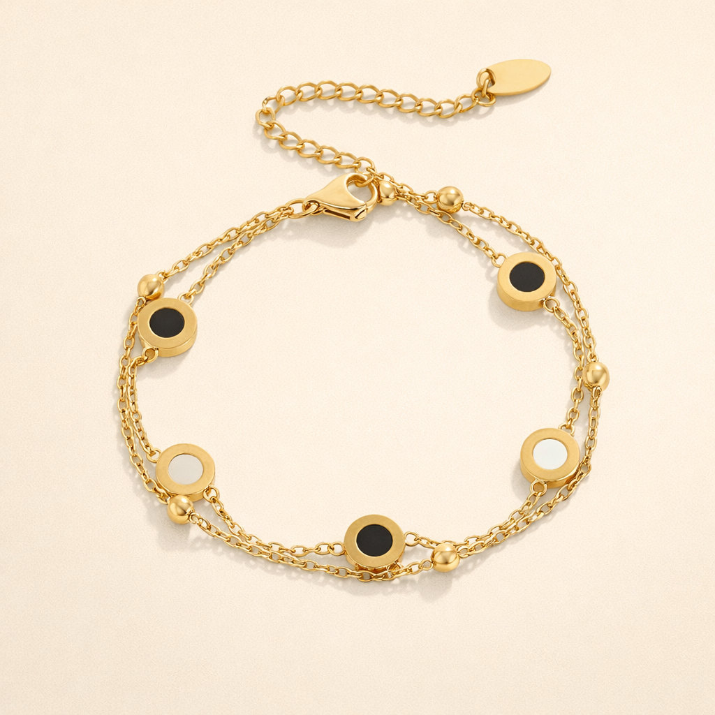 Elegante onyx en witte steen armband