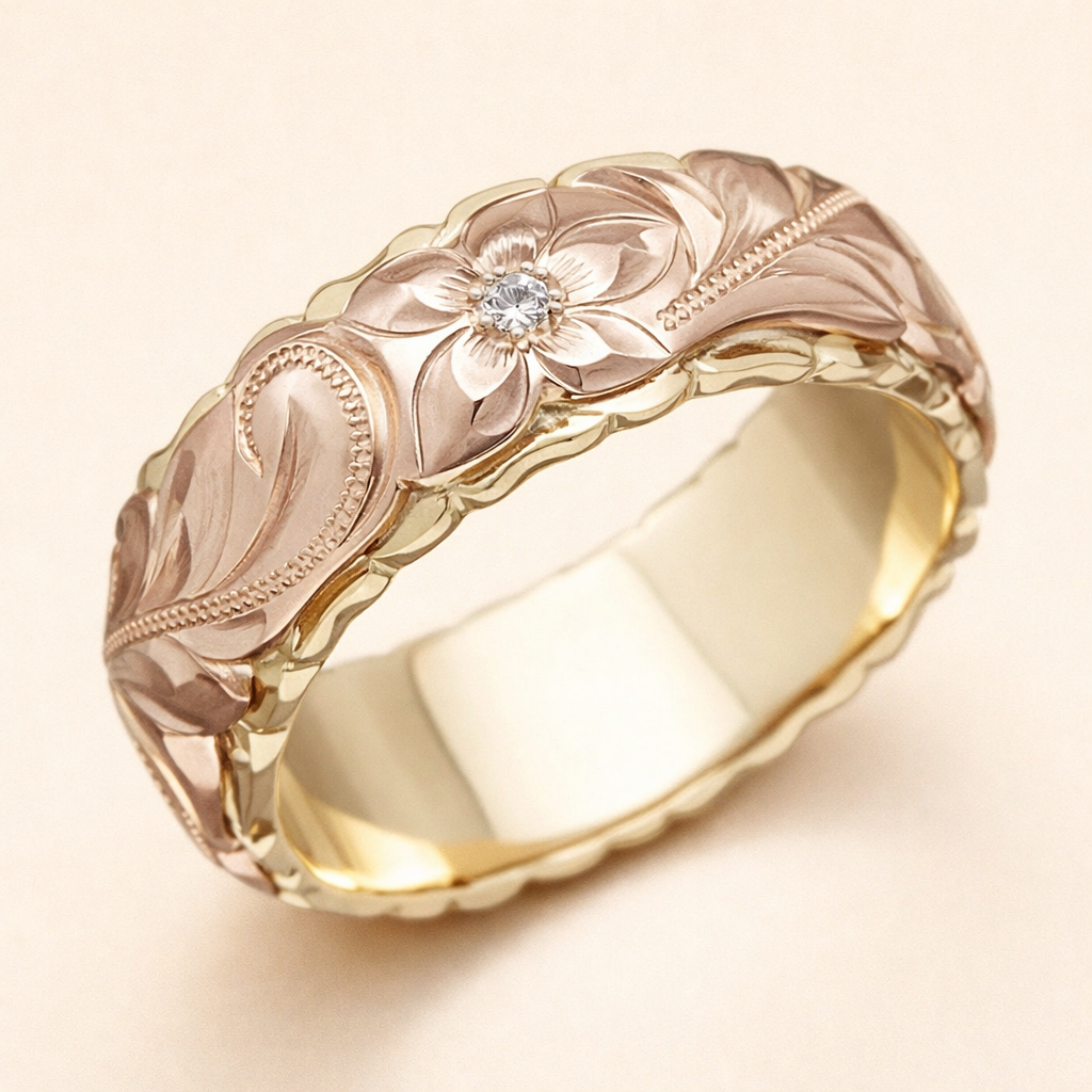 Elegante gouden ring met rozenbloem ontwerp