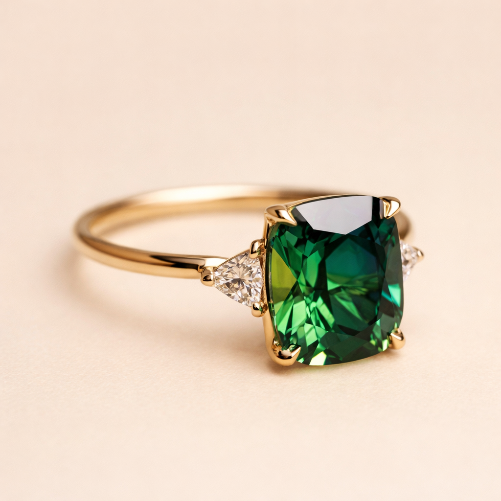 Verfijnde smaragd groene ring