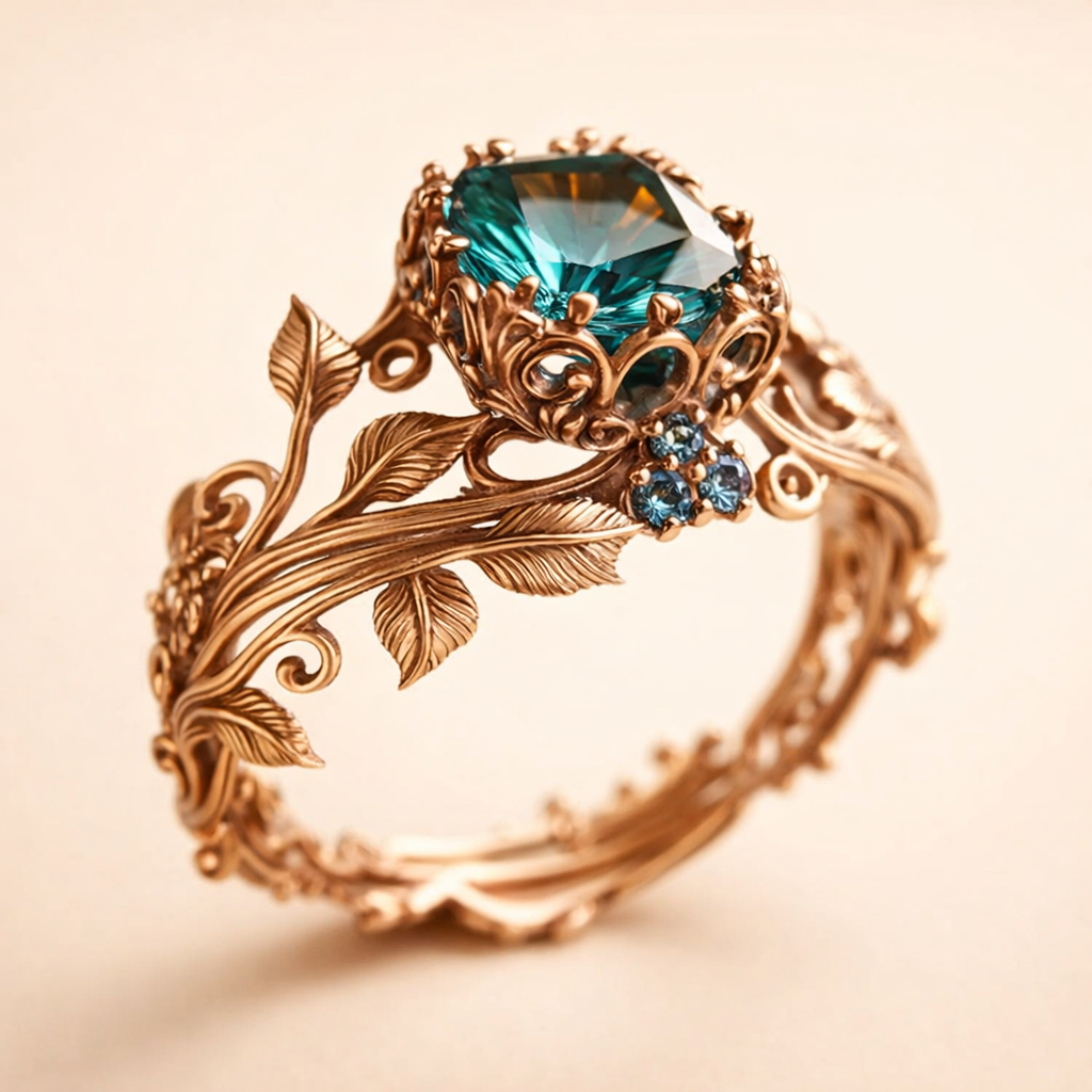 Aardse groene zirkonia ring