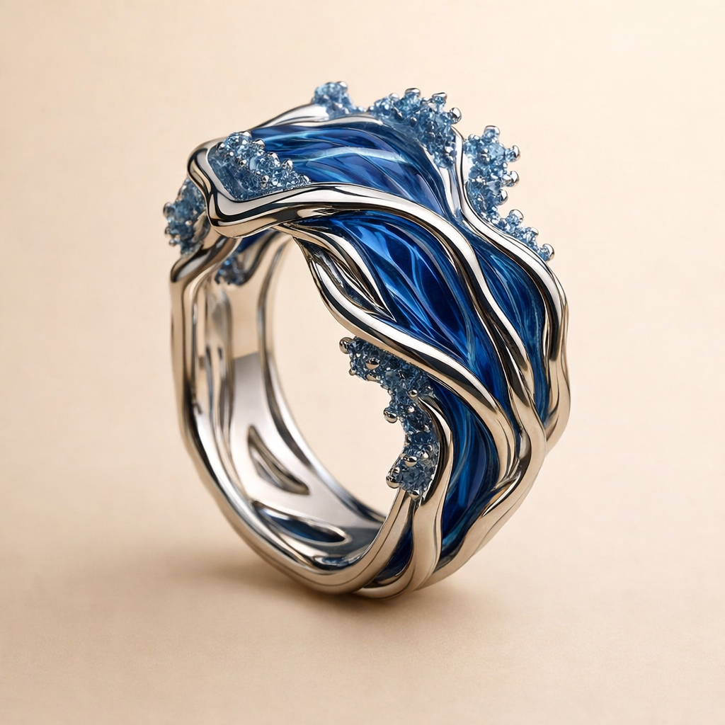 Elegante gouden ring met golfmotief
