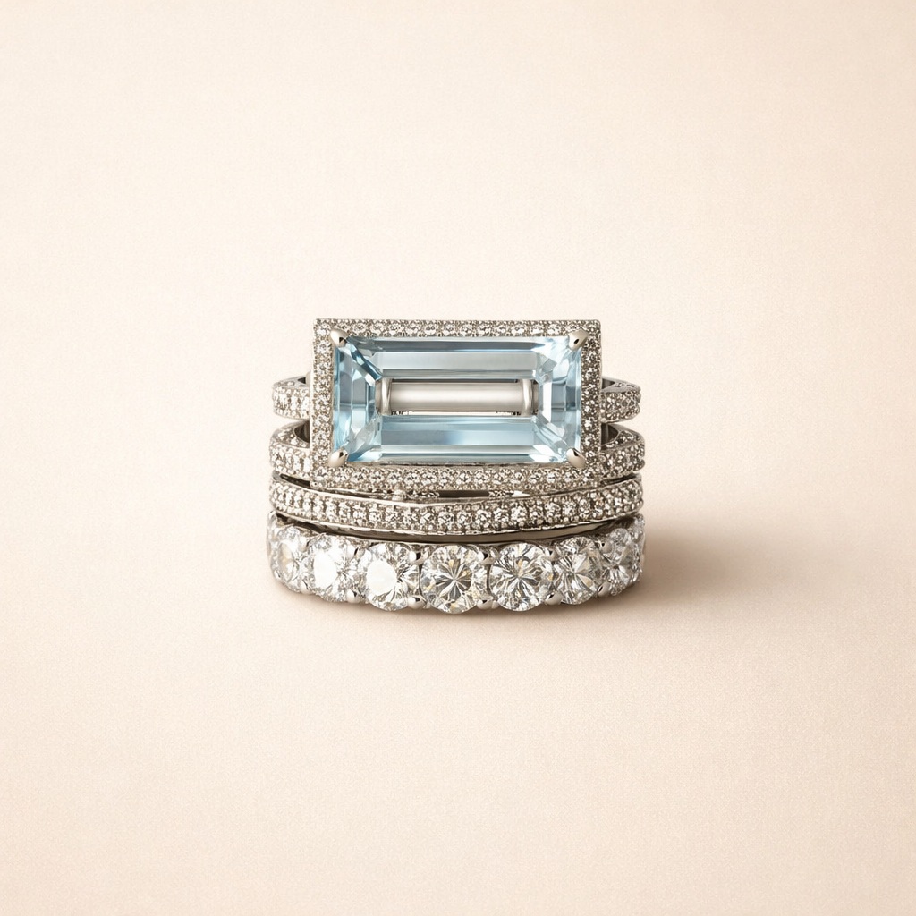 Elegante zilveren ringenset met turquoise accenten