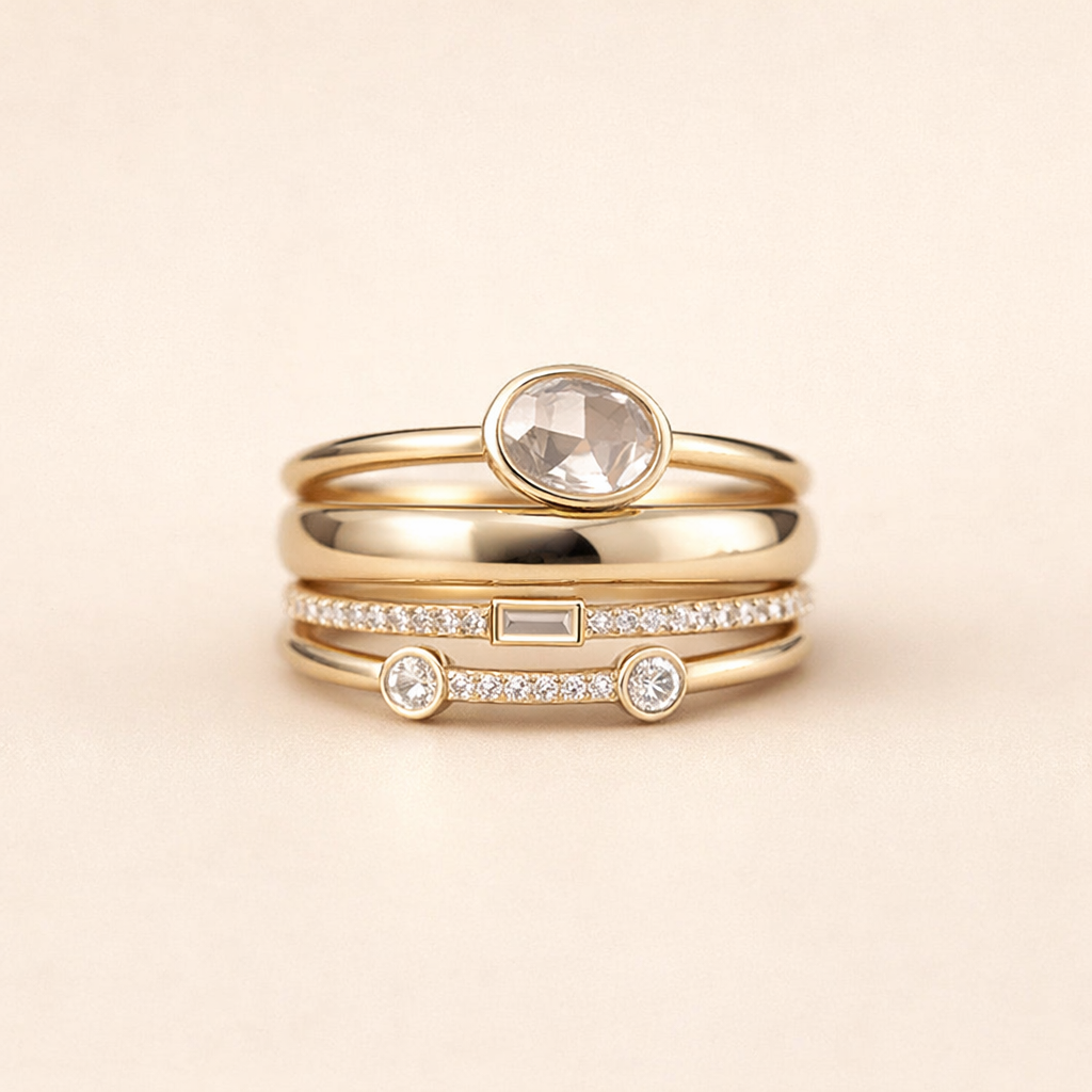 Elegante gouden ring met zirkonia details